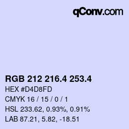 カラーコード: RGB 212 216.4 253.4 | qconv.com
