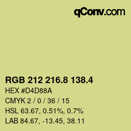 カラーコード: RGB 212 216.8 138.4 | qconv.com