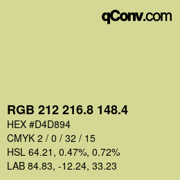 カラーコード: RGB 212 216.8 148.4 | qconv.com