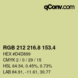カラーコード: RGB 212 216.8 153.4 | qconv.com
