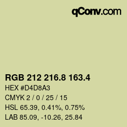 カラーコード: RGB 212 216.8 163.4 | qconv.com