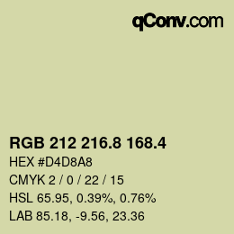 カラーコード: RGB 212 216.8 168.4 | qconv.com