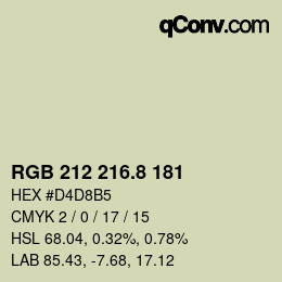 カラーコード: RGB 212 216.8 181 | qconv.com