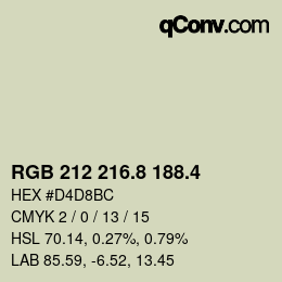 カラーコード: RGB 212 216.8 188.4 | qconv.com
