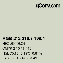 カラーコード: RGB 212 216.8 198.4 | qconv.com