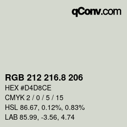 カラーコード: RGB 212 216.8 206 | qconv.com