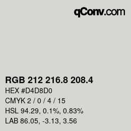 カラーコード: RGB 212 216.8 208.4 | qconv.com
