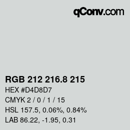 カラーコード: RGB 212 216.8 215 | qconv.com
