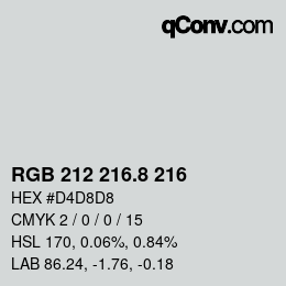 カラーコード: RGB 212 216.8 216 | qconv.com