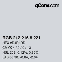 カラーコード: RGB 212 216.8 221 | qconv.com