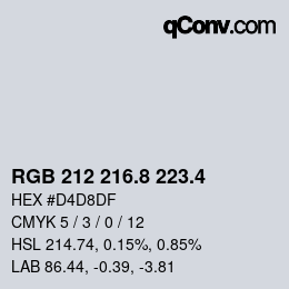 カラーコード: RGB 212 216.8 223.4 | qconv.com