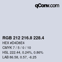 カラーコード: RGB 212 216.8 228.4 | qconv.com