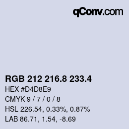 カラーコード: RGB 212 216.8 233.4 | qconv.com