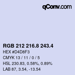 カラーコード: RGB 212 216.8 243.4 | qconv.com