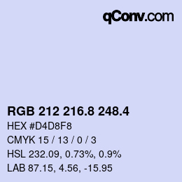 カラーコード: RGB 212 216.8 248.4 | qconv.com