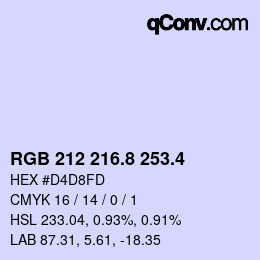 カラーコード: RGB 212 216.8 253.4 | qconv.com