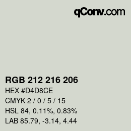 カラーコード: RGB 212 216 206 | qconv.com