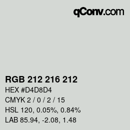 Farbcode: RGB 212 216 212 | qconv.com