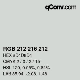 颜色代码: RGB 212 216 212 | qconv.com