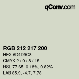 Color code: RGB 212 217 200 | qconv.com