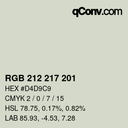 颜色代码: RGB 212 217 201 | qconv.com