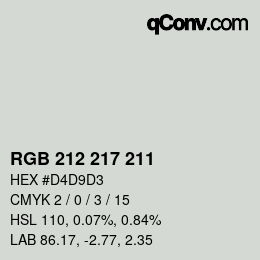 Color code: RGB 212 217 211 | qconv.com