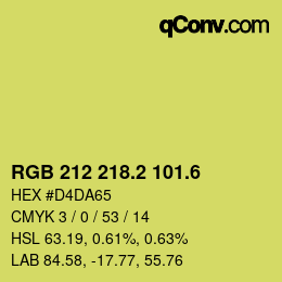 カラーコード: RGB 212 218.2 101.6 | qconv.com