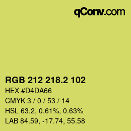 カラーコード: RGB 212 218.2 102 | qconv.com