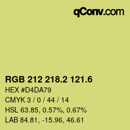 カラーコード: RGB 212 218.2 121.6 | qconv.com