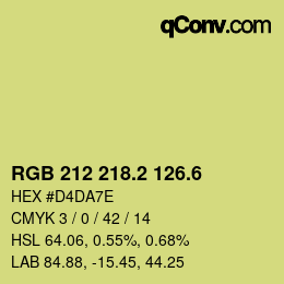 カラーコード: RGB 212 218.2 126.6 | qconv.com