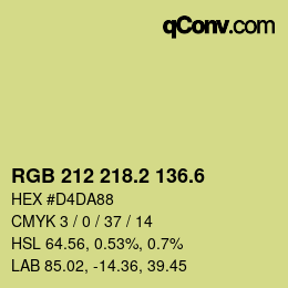 カラーコード: RGB 212 218.2 136.6 | qconv.com