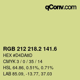 カラーコード: RGB 212 218.2 141.6 | qconv.com