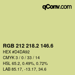 カラーコード: RGB 212 218.2 146.6 | qconv.com