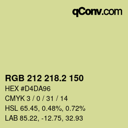 カラーコード: RGB 212 218.2 150 | qconv.com