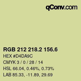 カラーコード: RGB 212 218.2 156.6 | qconv.com