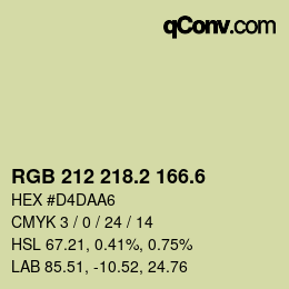 カラーコード: RGB 212 218.2 166.6 | qconv.com