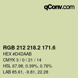 カラーコード: RGB 212 218.2 171.6 | qconv.com