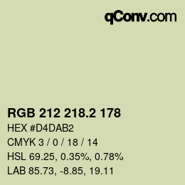 カラーコード: RGB 212 218.2 178 | qconv.com