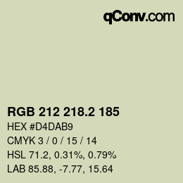カラーコード: RGB 212 218.2 185 | qconv.com
