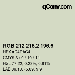 カラーコード: RGB 212 218.2 196.6 | qconv.com