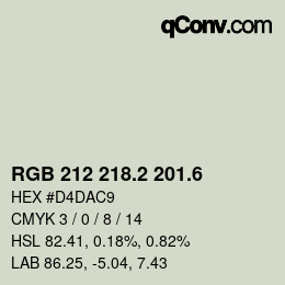 カラーコード: RGB 212 218.2 201.6 | qconv.com