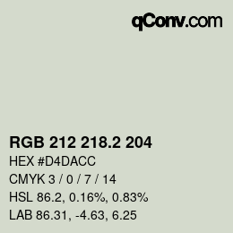 カラーコード: RGB 212 218.2 204 | qconv.com