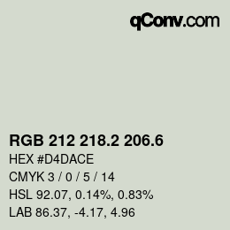 カラーコード: RGB 212 218.2 206.6 | qconv.com