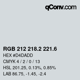 カラーコード: RGB 212 218.2 221.6 | qconv.com