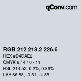 カラーコード: RGB 212 218.2 226.6 | qconv.com