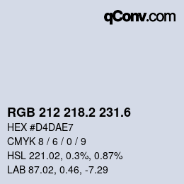 カラーコード: RGB 212 218.2 231.6 | qconv.com