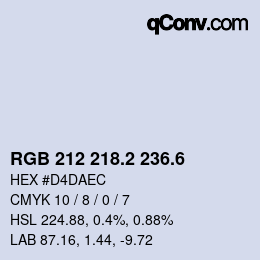 カラーコード: RGB 212 218.2 236.6 | qconv.com