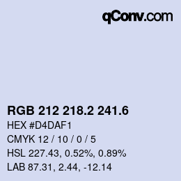 カラーコード: RGB 212 218.2 241.6 | qconv.com
