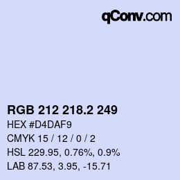 カラーコード: RGB 212 218.2 249 | qconv.com