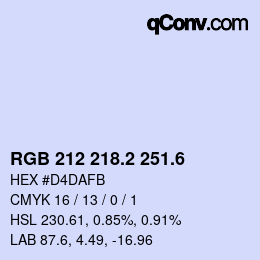 カラーコード: RGB 212 218.2 251.6 | qconv.com
